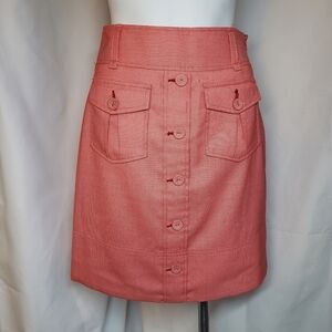 Retro look Mock buttons salmon check skirt
